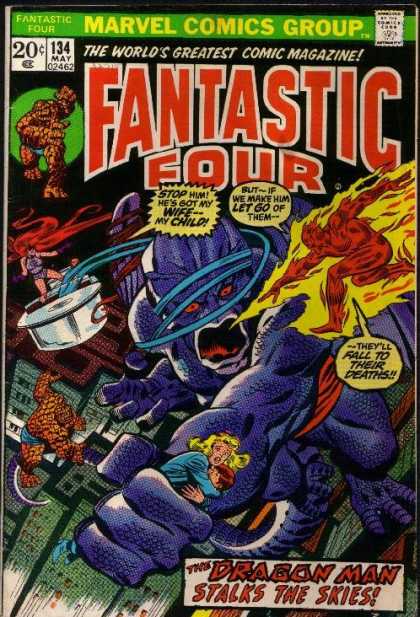 Fantastic Four 134 - Dragon Man - Thing - Human Torch - John Buscema