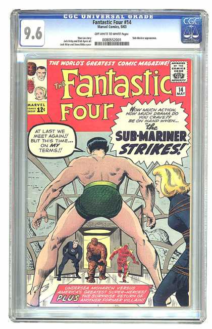 Fantastic Four 14 - Thing - Sub-mariner - Fantastic - Four - Cgc Universal Grade 96 - Jack Kirby