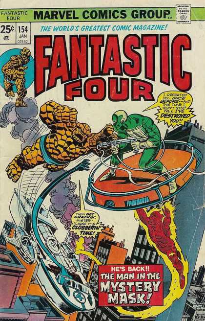 Fantastic Four 154 - Johnny Storm - The Thing - Mr Fantastic - The Man In The Mystery Mask - Marvel