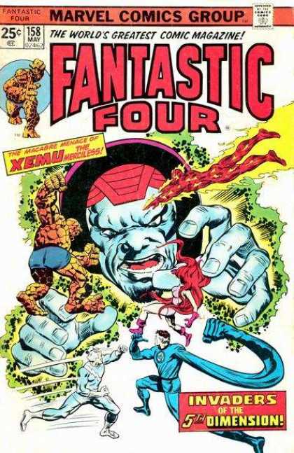 Fantastic Four 158 - Xemu The Merciless - Invaders Of The 5th Dimension - Quicksilver - Medusa - The Thing - Richard Buckler