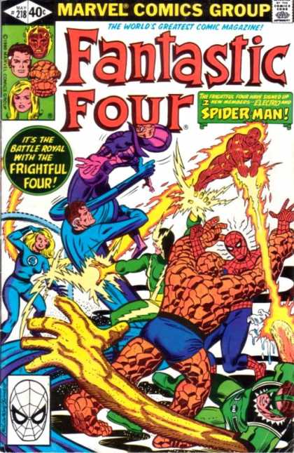 Fantastic Four 218 - Ice - Thing - Torch - Fire - Spider-man - Joe Sinnott