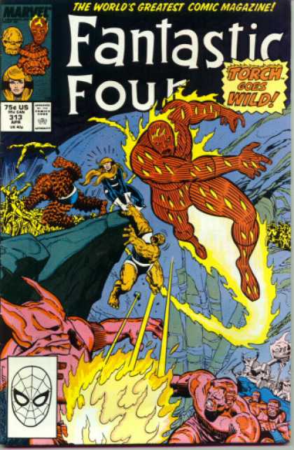 Fantastic Four 313 - Thing - Human Torch - Rocks - Torch Goes Wild - Invisible Woman - Joe Sinnott