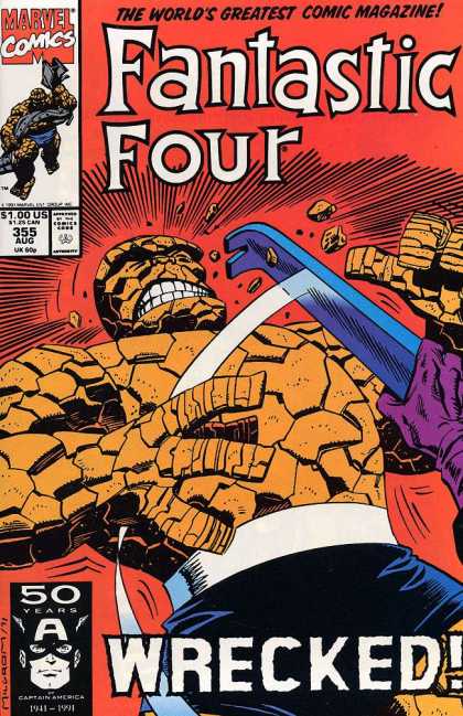 Fantastic Four 355 - Thing - Pow - Fight - Marvel - Wrecked