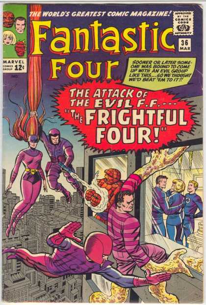 Fantastic Four 36 - Medusa - Sandman - Marvel Comics - The Attack Of The Evil - Worlds Greatest Comiv Magazine - Jack Kirby