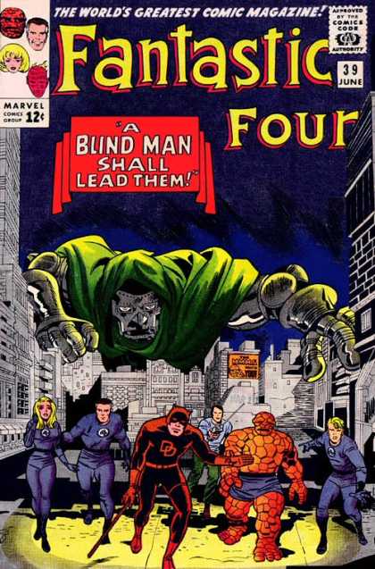 Fantastic Four 39 - Daredevil - Dr Doom - City - Thing - A Blind Man Shall Lead Them - Jack Kirby