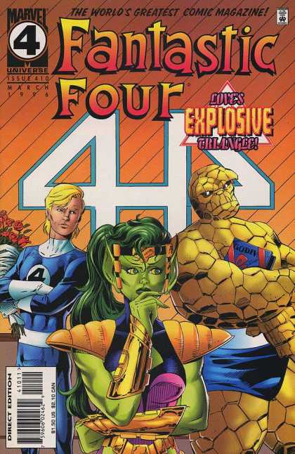 Fantastic Four 410 - Explosive - The Thing - Johnny Storm - Green Woman - Posed