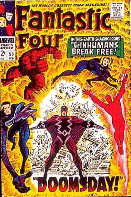 Fantastic Four 59 - The Inhumans Break Free - The Thing - Invisible Girl - Human Torch - Doomsday - Jack Kirby