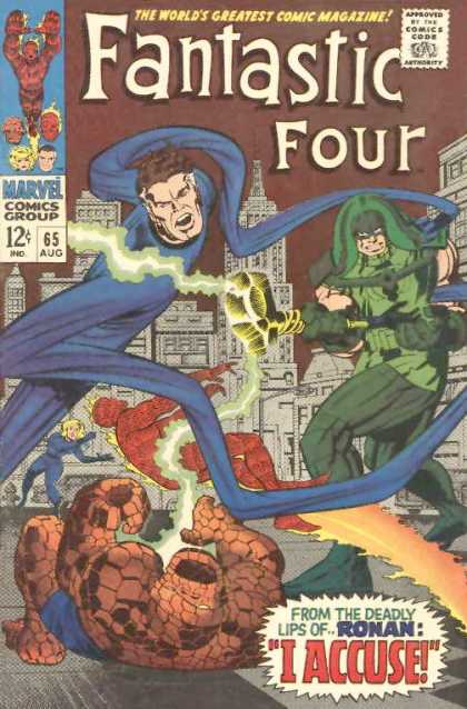 Fantastic Four 65 - Ronan - Thing - Human Torch - Mr Fantastic - City Scape - Jack Kirby