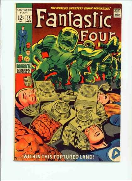 Fantastic Four 85 - Aliens - Head Gear - Susan Storm - The Thing - Unconcsious - Jack Kirby