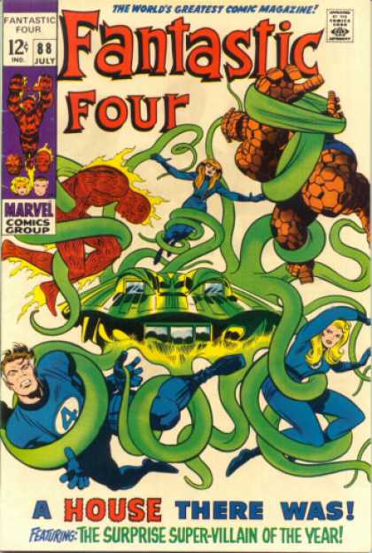 Fantastic Four 88 - Mr Fantastic - The Thing - The Torch - Surprise Super Villain - Green Tentacles - Jack Kirby