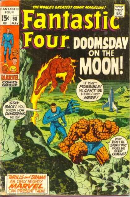Fantastic Four 98 - Moon - Rocket - Dangerous - Human Torch - Thing - Jack Kirby