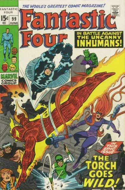 Fantastic Four 99 - Black Bolt - Medusa - Inhumans - Human Torch - Single-handedly - Jack Kirby