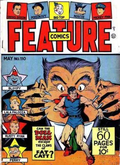 Feature Comics 110 - Clawed Villain - Superhero - Rusty Ryan - Blimpy - Lala Palooza
