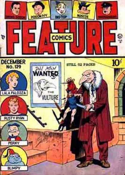 Feature Comics 129 - Funny Characters - Masonry - Poster - Threatening - Vulture