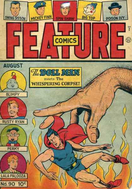 Feature Comics 90 - The Doll Man Meets The Whispering Corpse - Fire - Blimpy - Rusty Ryan - Perky