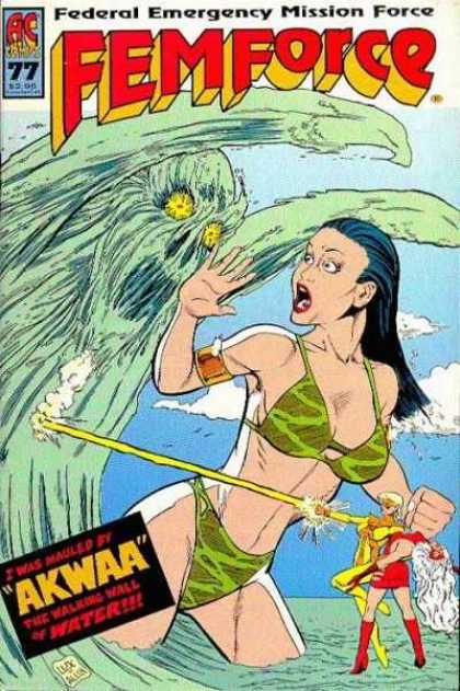 Femforce 77 - Superwoman - Gold Bracelet - Bikini - Green Monster - Laser