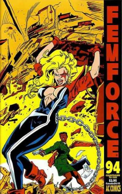 Femforce 94 - Chain - Woman - Superhero - Gun - Ac Comics