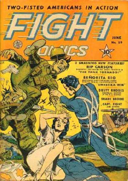 Fight Comics 19 - Army - Military - June - 10 Cents - Woamn