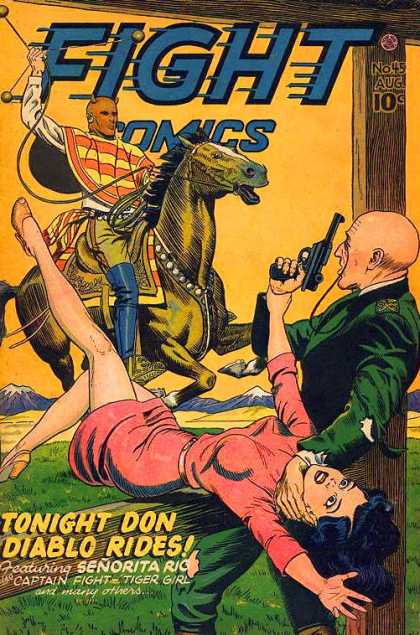Fight Comics 45 - Tonight Don - Diabila Rides - Horse - Bald Head - Gun In Hand