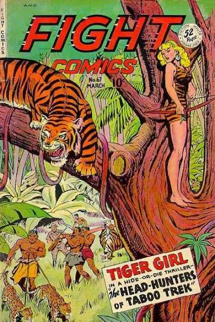 Fight Comics 67 - Tiger - Woman - Jungle - March - Tree