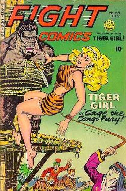 Fight Comics 69 - Tiger Girl - 10 Cents - July - Cage The Congo Fury - Ape Man Tied Up