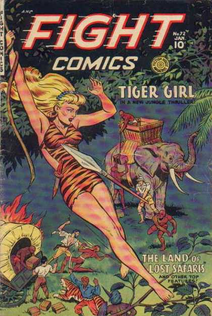 Fight Comics 72 - Tiger Girl - Elephant - In A New Jungle Thriller - The Land Of The Lost Safaris - Woman