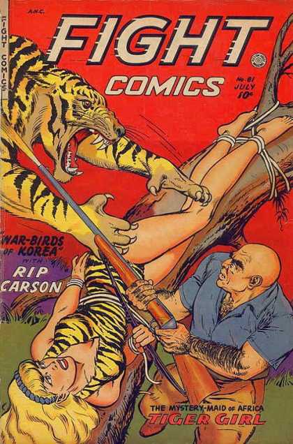 Fight Comics 81 - Tiger - Ropes - Fight - Tree - Woman