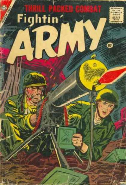 Fightin' Army 26 - Thrill Packed Combat - Approved By The Comics Code - Soldier - Machinegun - Box