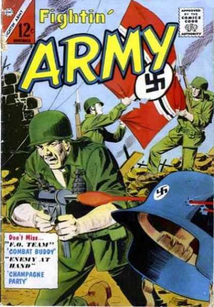 Fightin' Army 60 - Approved By The Comics Code - Soldier - Flag - Grenade - Machinegun