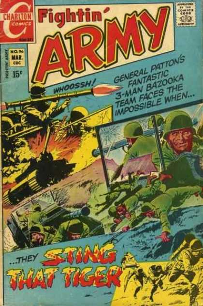 Fightin' Army 96 - Charlton Comics - General Patton - Sting That Tiger - Army Men - Bazooka