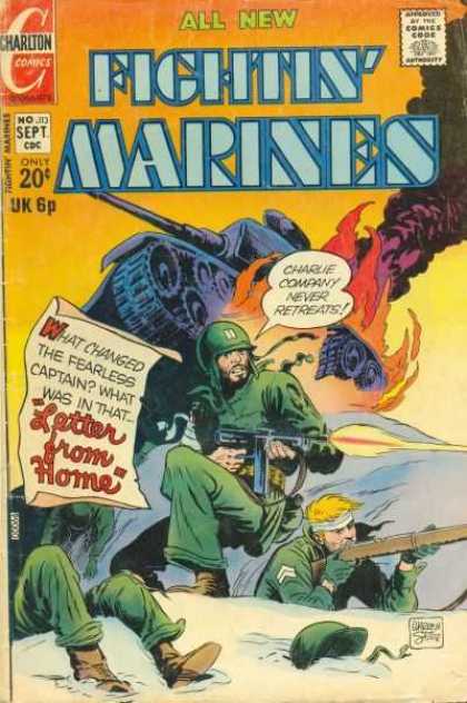 Fightin' Marines 113 - Charlton Comics - Comics Code - Soldier - Letter From Home - Tank