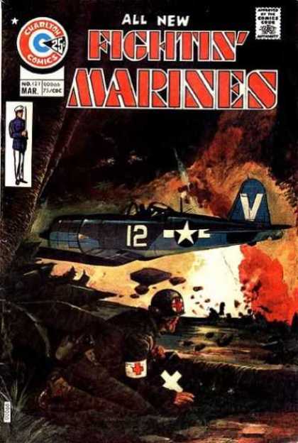 Fightin' Marines 121 - Red Cross - Airplane - War - Soldier - Bombs