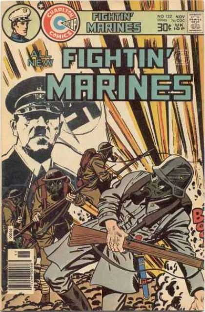 Fightin' Marines 132 - Charleton - War - Wwi - Hitler - Swastika