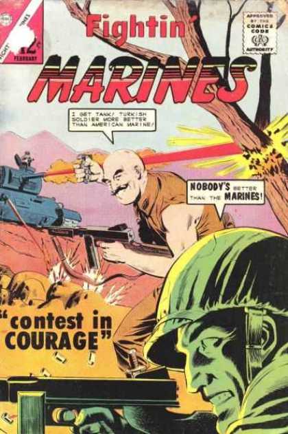 Fightin' Marines 57 - Bullets - Tank - War - Machine Guns - Military Hat