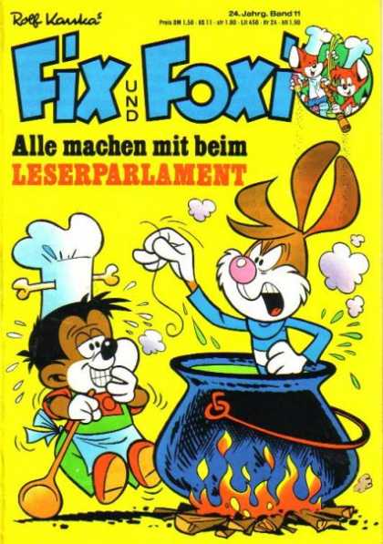 Fix und Foxi 1054 - Author Rolf Kamka - Rare Vintage German Comic - Cartoon Rabbit Comic In German - German Rabbit Character Cooks In Own Stew - Theres A Hare In My Soup
