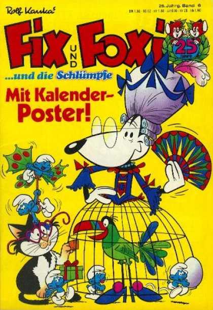 Fix und Foxi 1095 - German Comic - Including Smurfs - Foxes - Bird In A Cage - Cat In Love
