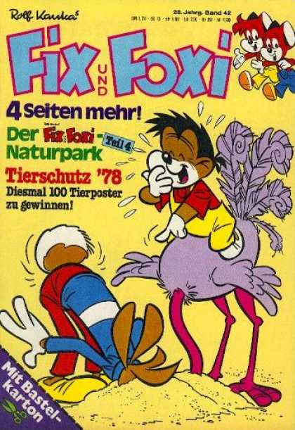 Fix und Foxi 1112 - Ostrich - White Tail - Laughter - German Illustration - Parody