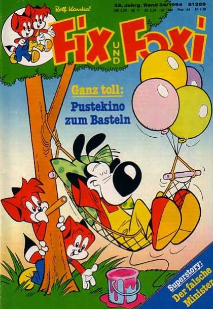 Fix und Foxi 1204 - Fox - Balloons - Tree - Hammock - Dog