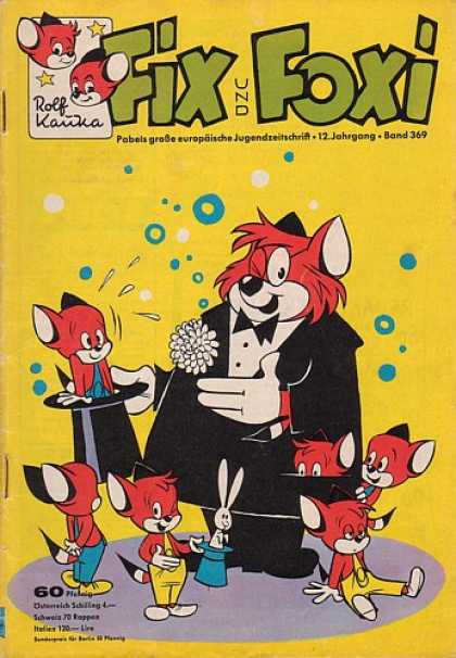 Fix und Foxi 369 - Red Foxes - Foxes In Tuxedo - Magician - Rabbit In Hat - White Flower