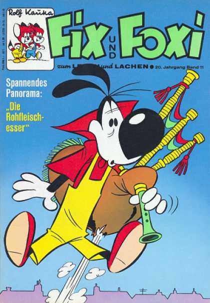 Fix und Foxi 847 - Bagpipe - Red Shirt - Yellow Overalls - Rooftops - Red Shoes