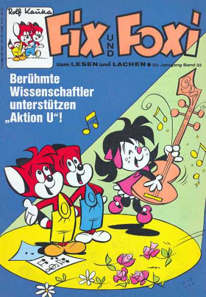 Fix und Foxi 868 - Animals - Animals In Pants - Guitar Rodent - Two Red Rodents - Flowers