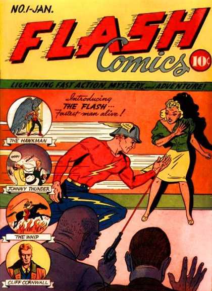 Flash Comics 1 - Laser - The Hawkman - Johnny Thunder - The Whip - Cliff Cornwall - Sheldon Moldoff