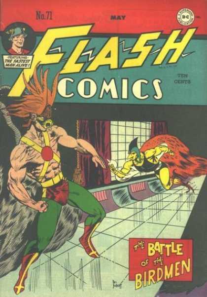 Flash Comics 71 - Hawkman - Window - Curtains - Birdmen - Battle - Joe Kubert