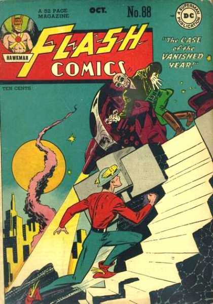 Flash Comics 88 - October - Full Moon - Stairs - Plastic Man - Cast Of The Vanished Year - Joe Kubert