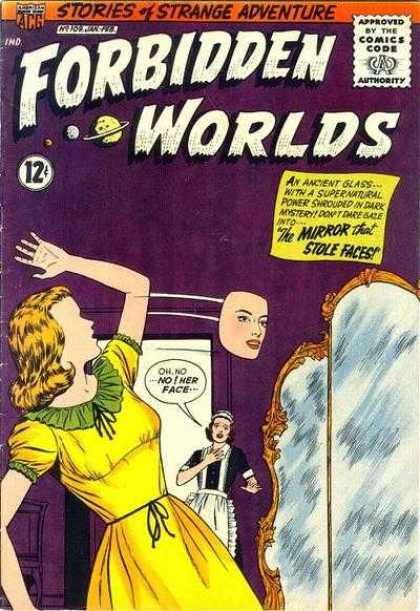 Forbidden Worlds 109 - Mirror - Maid - Mask - Yellow Dress - Purple Walls