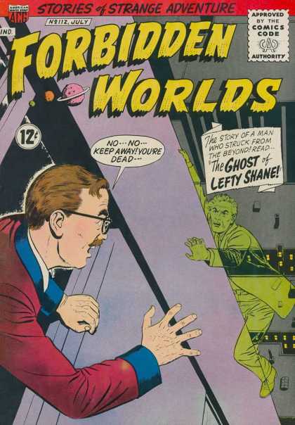 Forbidden Worlds 112 - Ghost - Man - Building - Glasses - The Ghost Of Lefty Shane