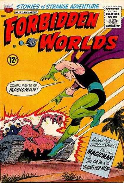 Forbidden Worlds 127 - Magicman - Tank - Purple Cape - Green Gloves - Explosion