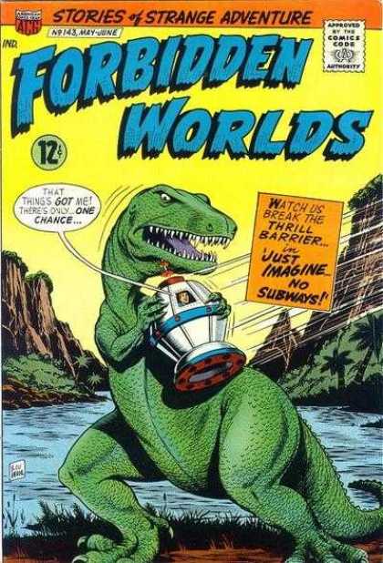 Forbidden Worlds 143 - Dinosaur - Strange Adventure - 12 Cents - Prehistoric - No Subways