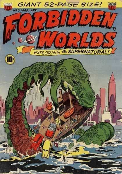Forbidden Worlds 5 - Monster - Automobiles Falling - Giant - City - Ferry