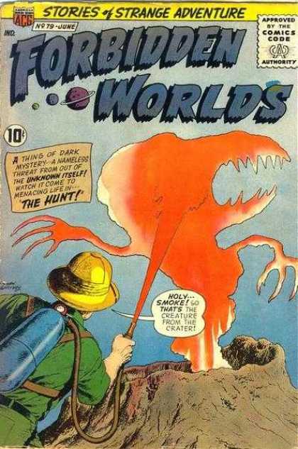 Forbidden Worlds 79 - Monster - Volcano - Hunter - Yellow - Hat